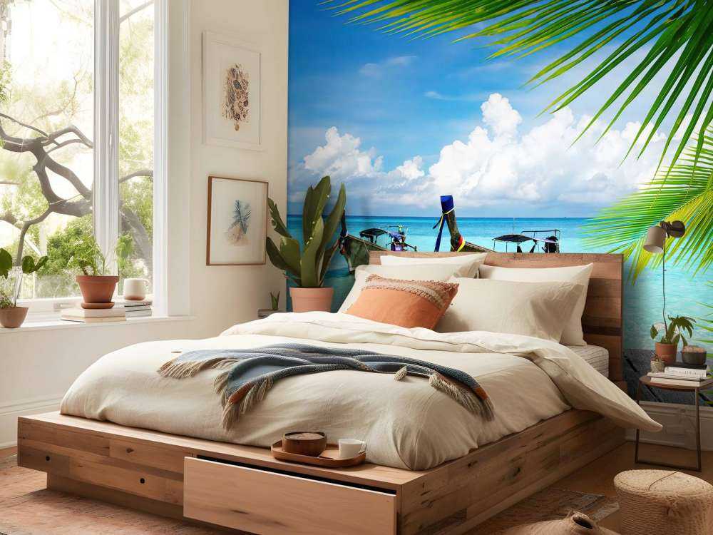 Łódź i drzewo palmowe