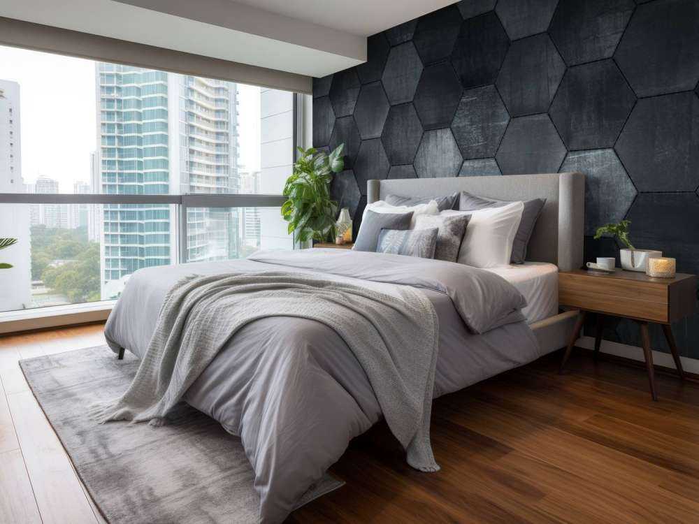 Heksagony z szarego kamienia