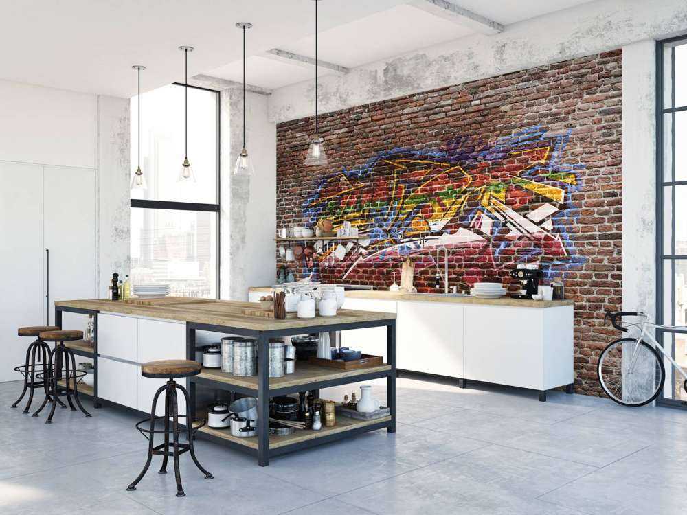 Graffiti na ścianie z cegieł