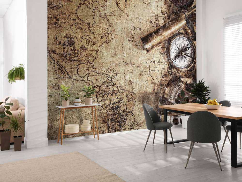 Mapa świata z kompasem