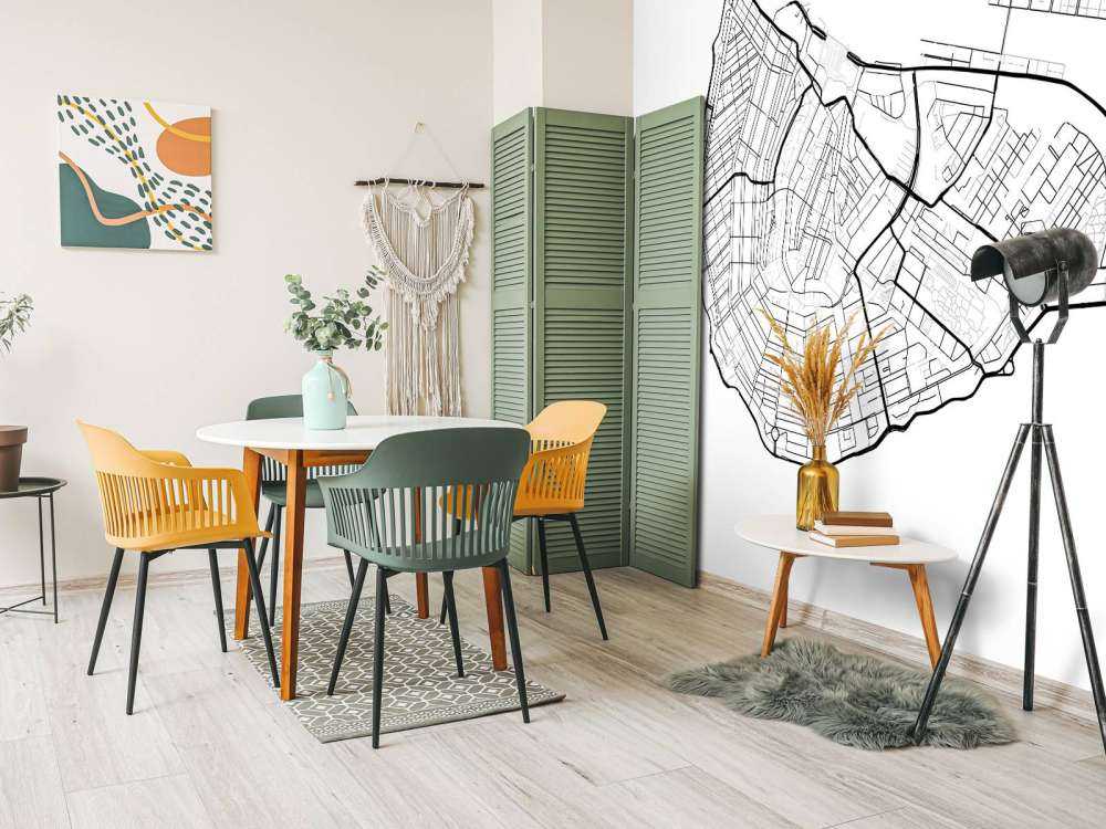 Mapa centrum Amsterdamu, kolor biały