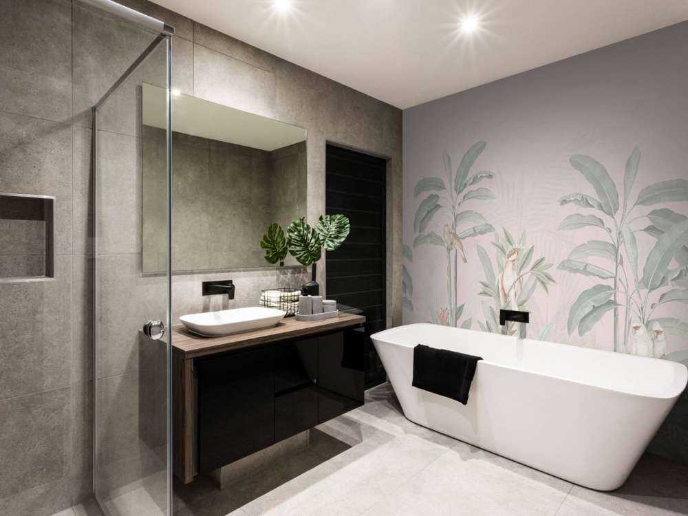 Vintage Jungle Landscape - różowy róż