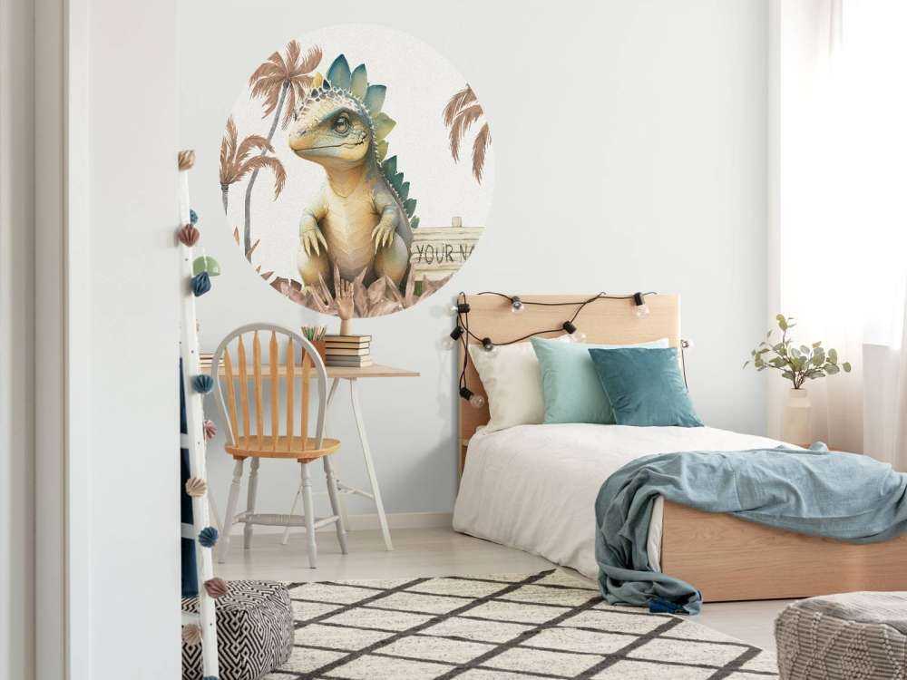 Młody stegozaur w taupe dżungli