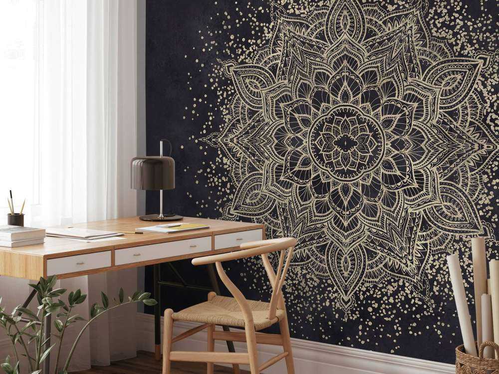 Golden Sparkling Mandala - ciemny granatowy