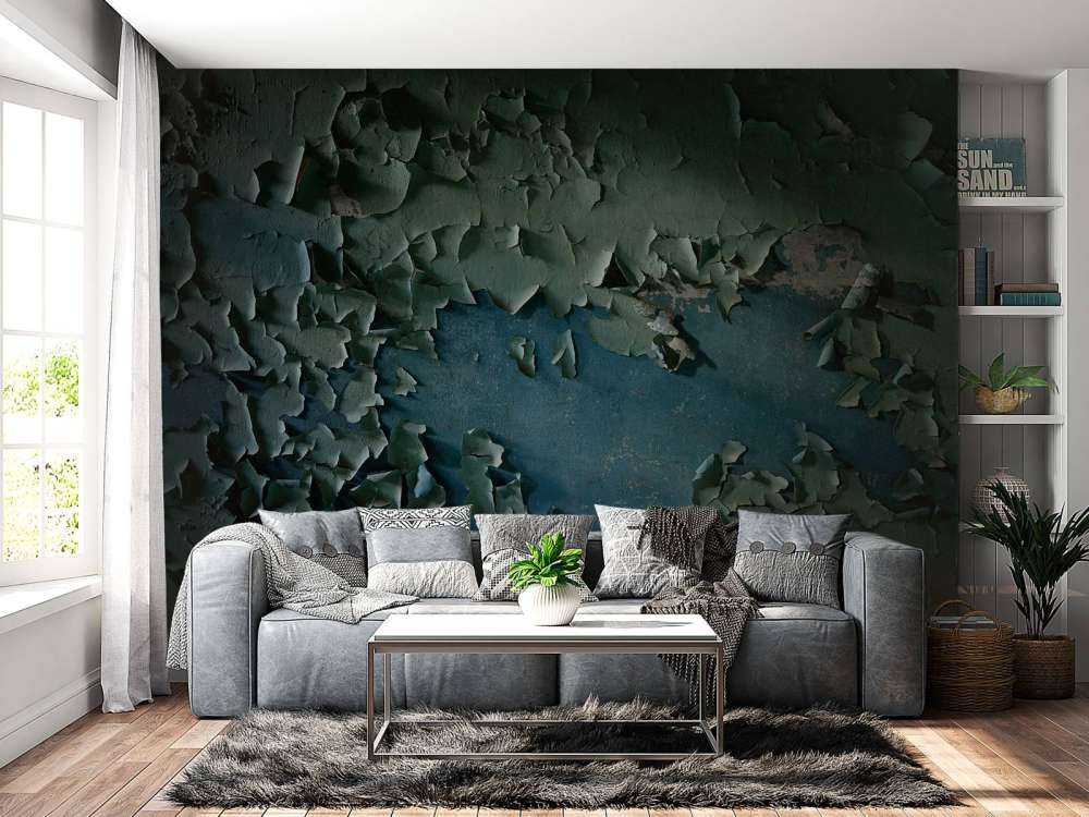 Ściana pomalowana farbą o zwietrzałej strukturze