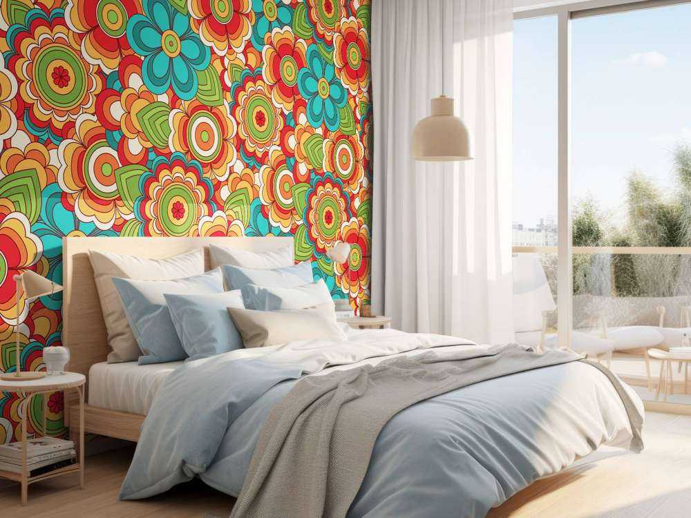 Kolorowe kwiaty w stylu retro