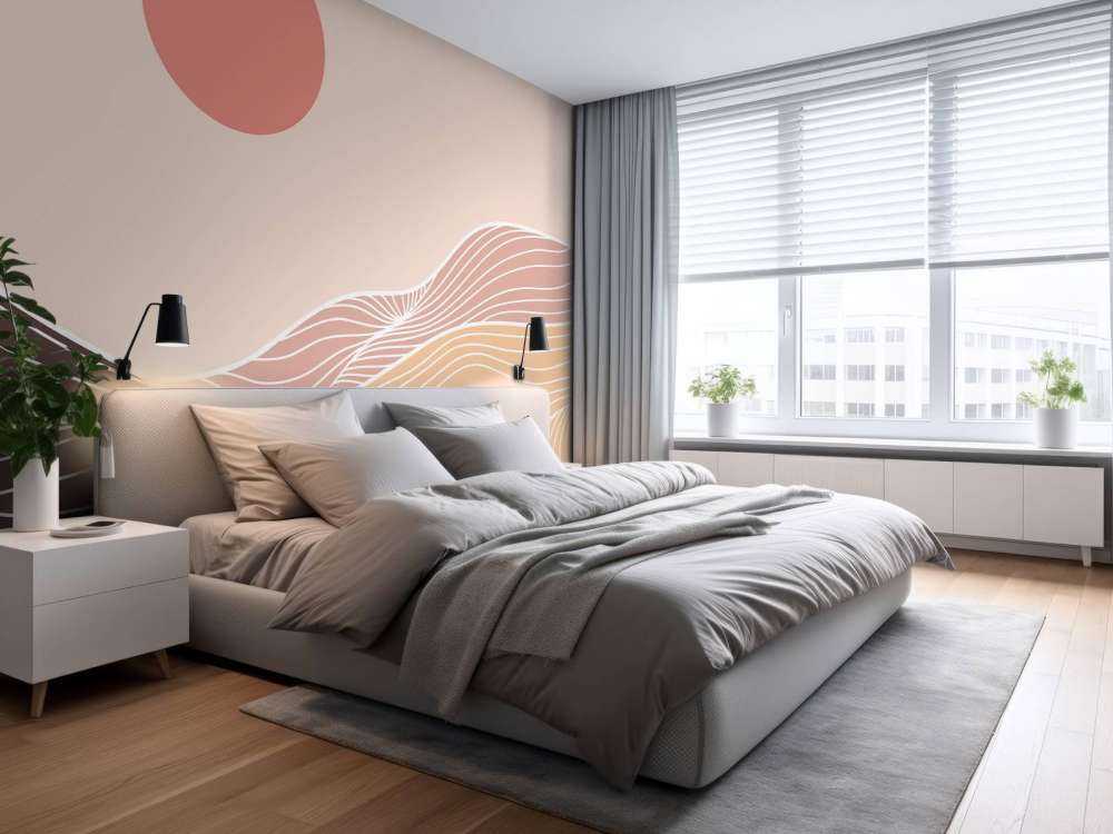 Lineart góry z słońcem