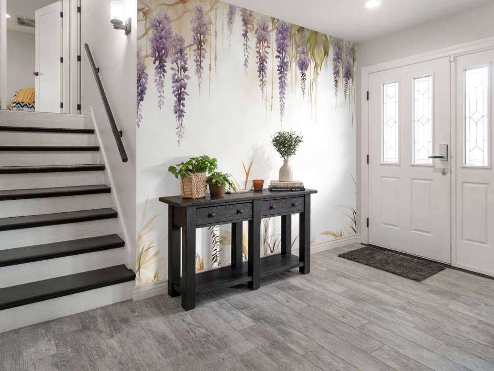 Wisteria i trawy polne niebieskie