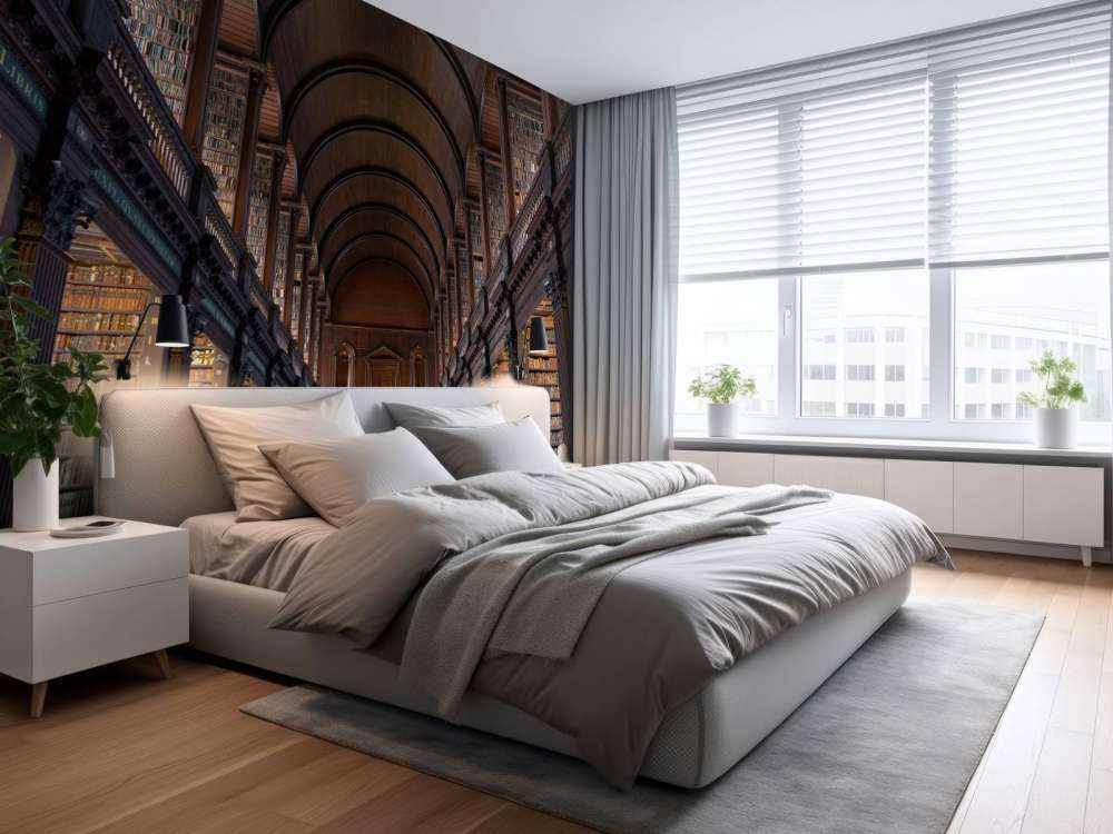 Klasyczna sala książkowa z łukami