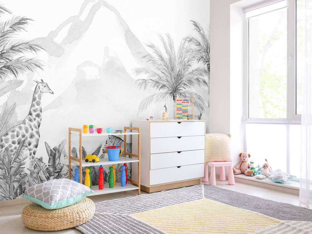 Zwierzęta z dżungli w czerni i bieli