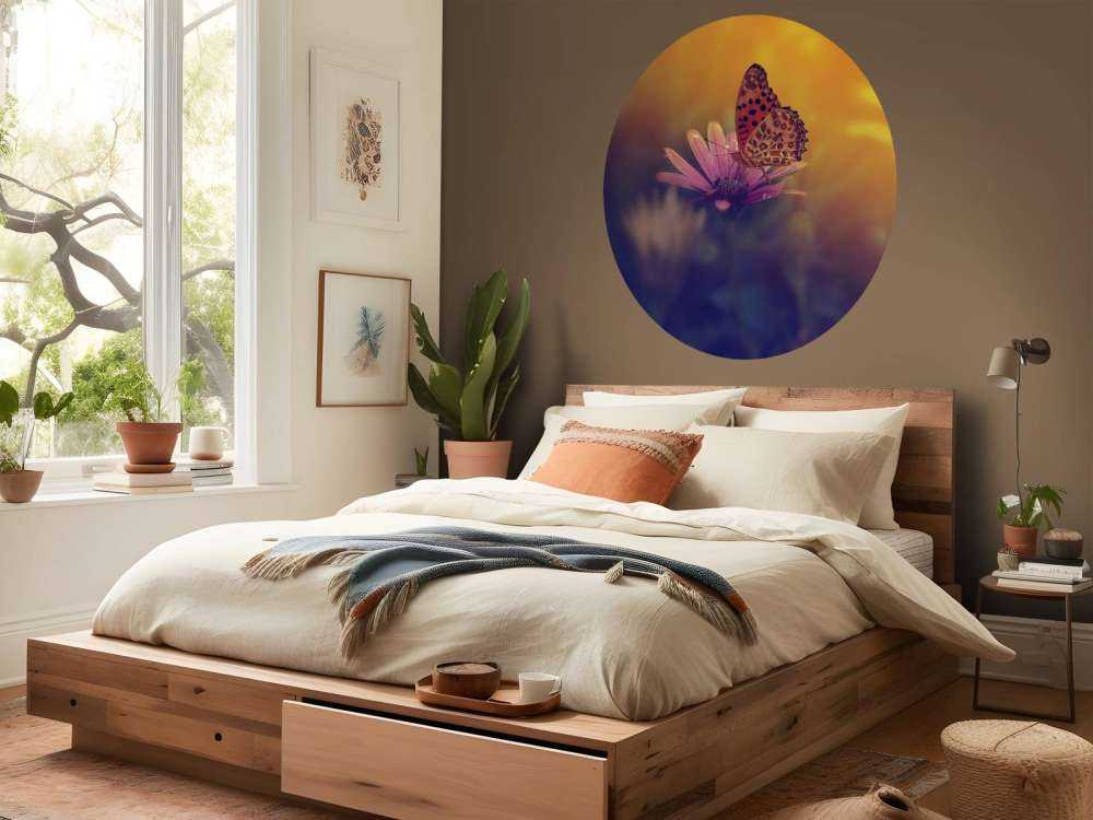 Czerwony motyl na kwiatku