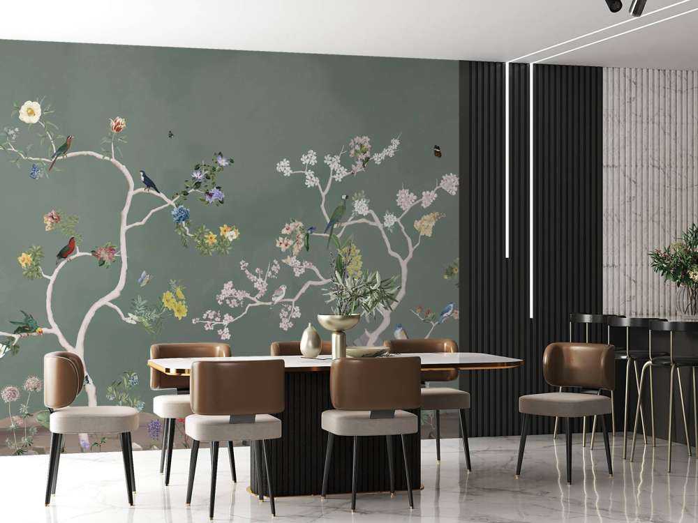 Birds in Garden Panorama 6