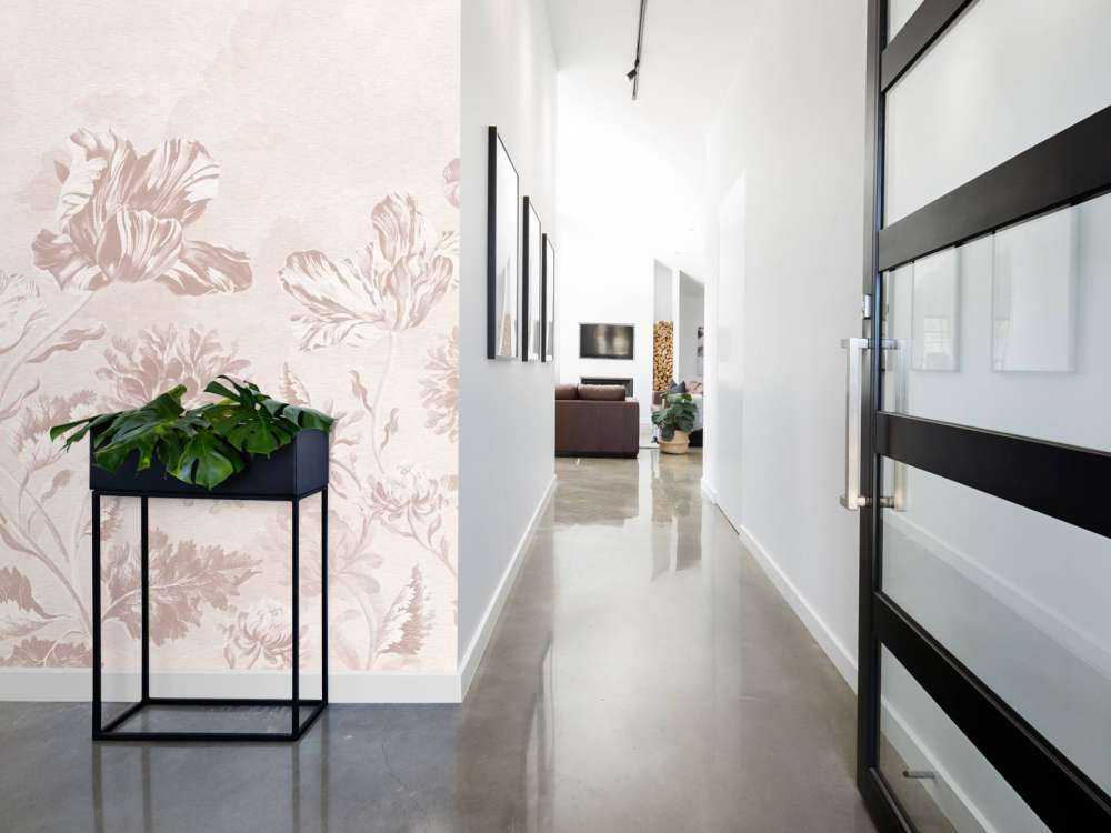 Barokowy pejzaż kwiatowy - pudrowy róż