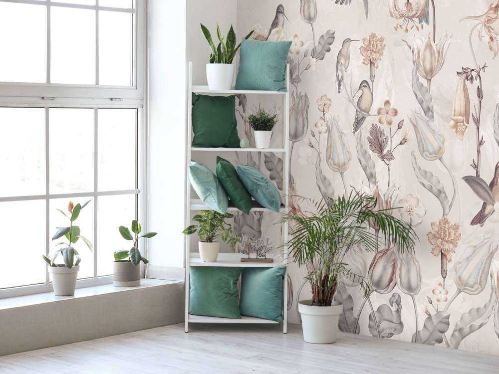 Wiosenna Symfonia Kolibrów - Vintage Sepia Kwiat