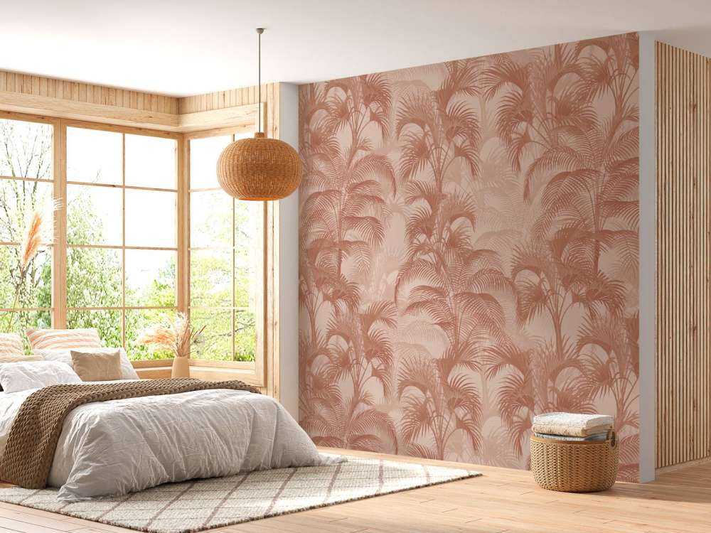 Tropikalne palmy w stylu vintage - terakota