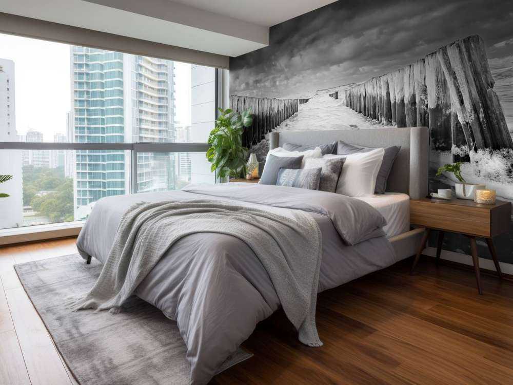 Niespokojne morze w czerni i bieli