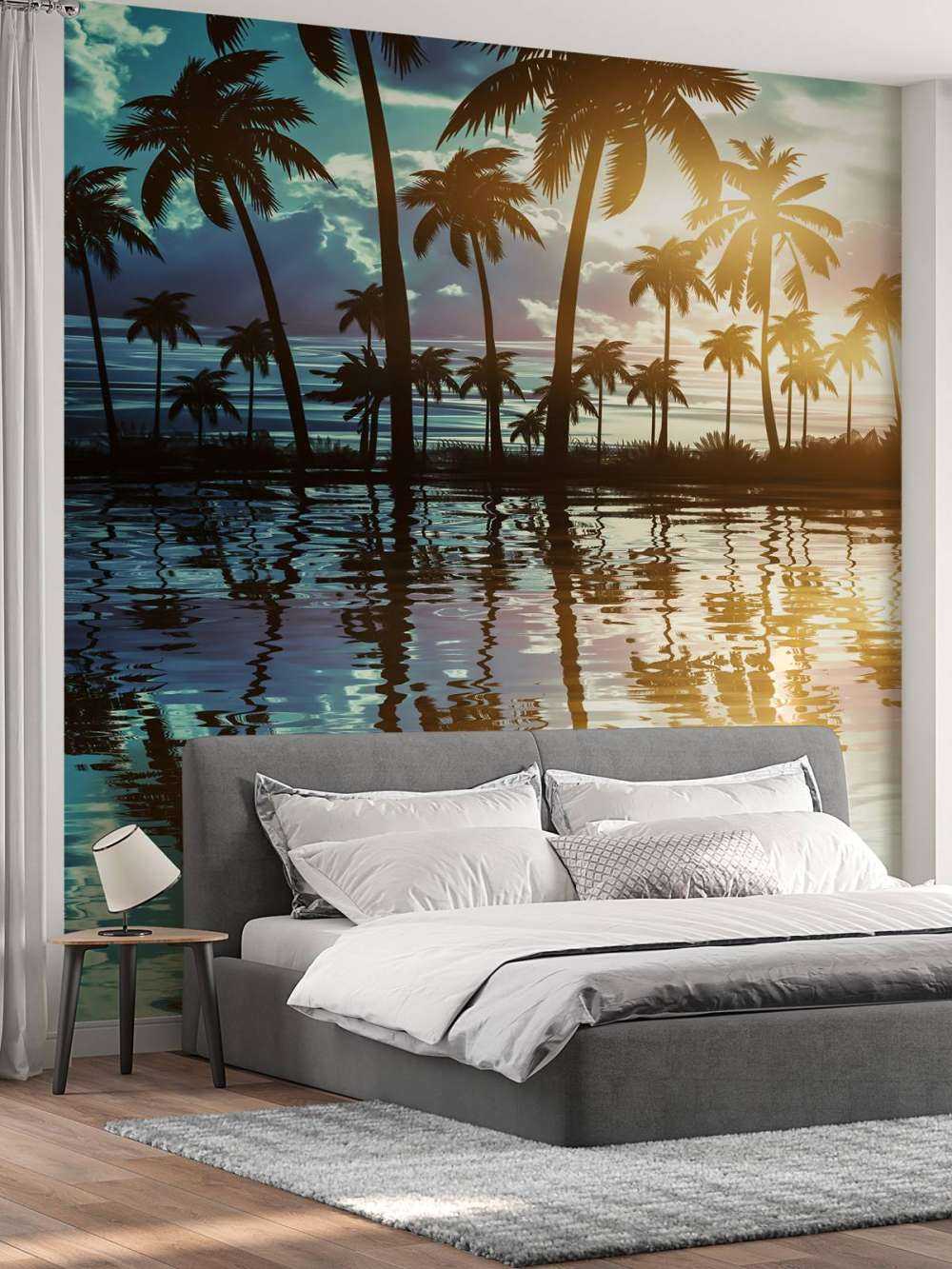 Nocny krajobraz z palmami