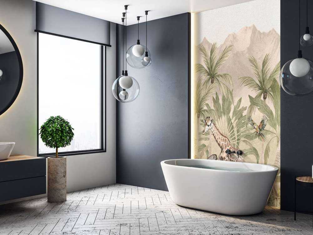 Krajobraz górski ze zwierzętami