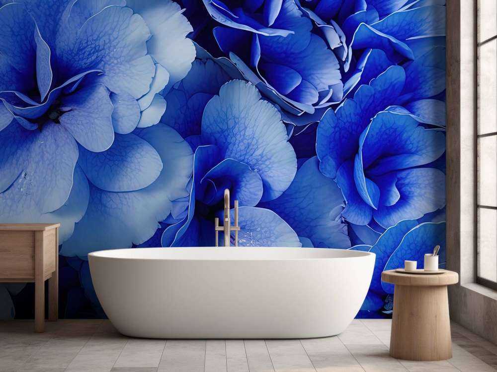 Zbliżenie na niebieskie hortensje