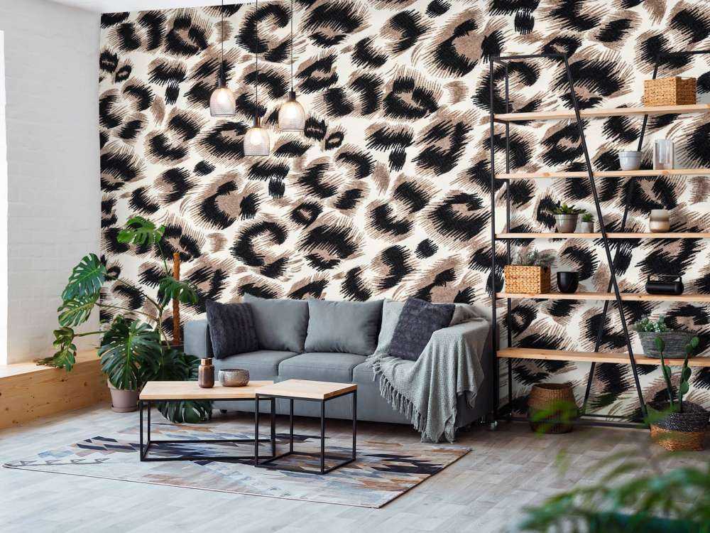 Futro pantery w kolorze beżowym