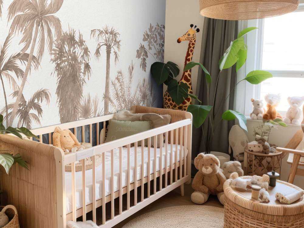 Motyw dżungli w kolorze taupe