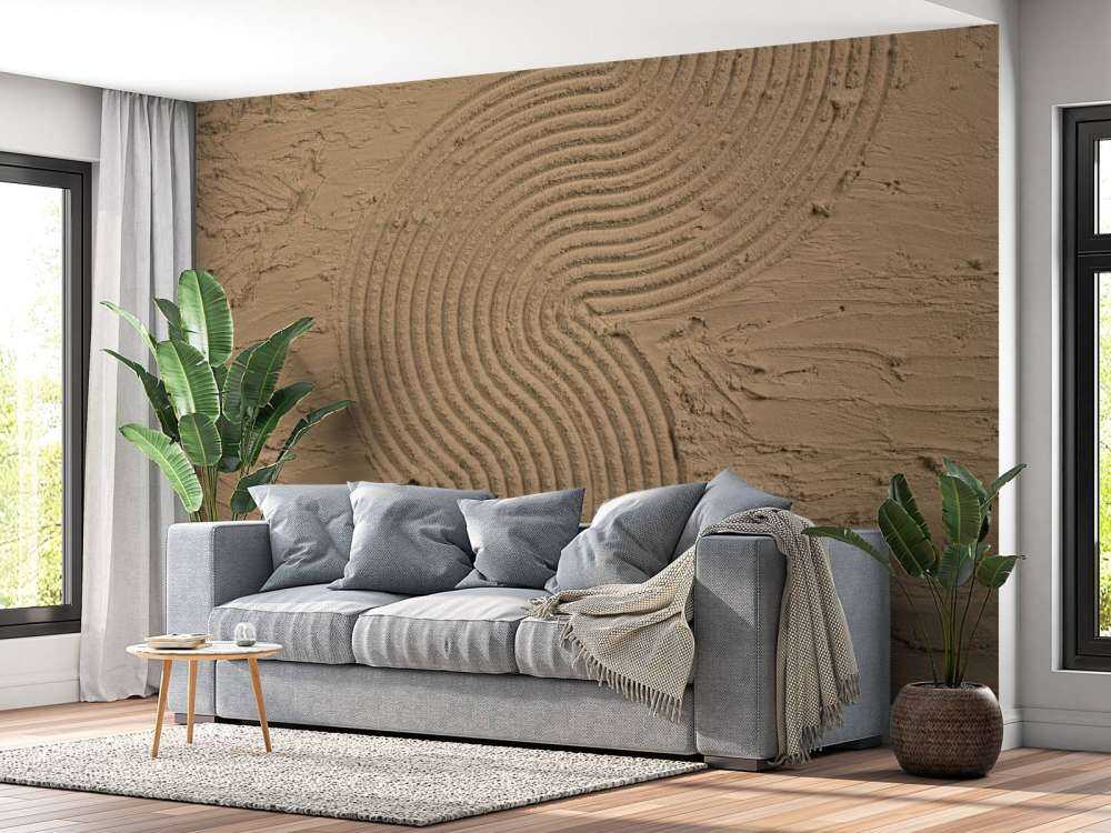 Organiczne linie i struktury obszycia w kolorze złotego brązu