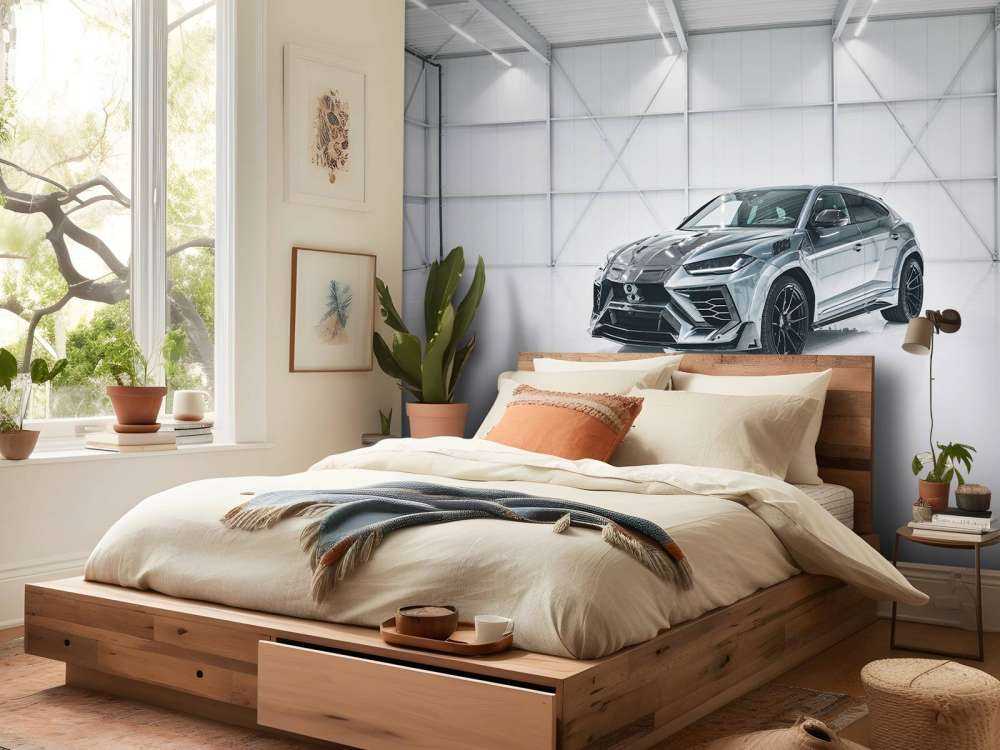 Lamborghini w białej hali