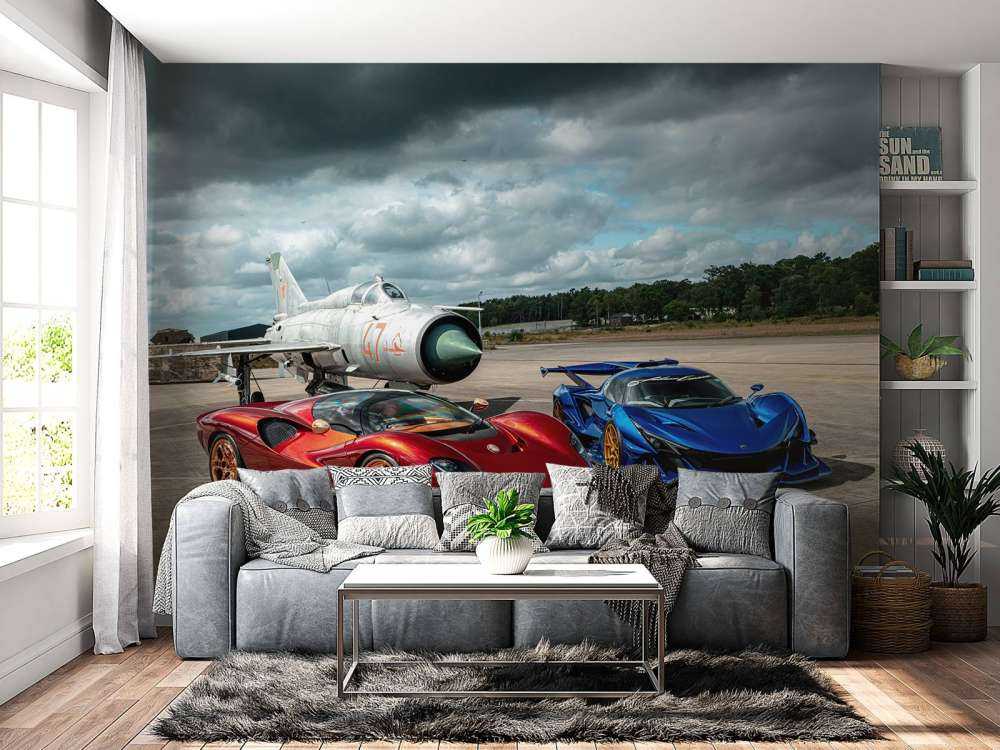 Superauta przy myśliwcu