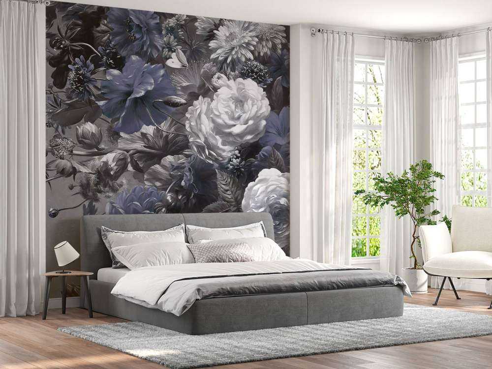 Duży bukiet z makami niebieskimi