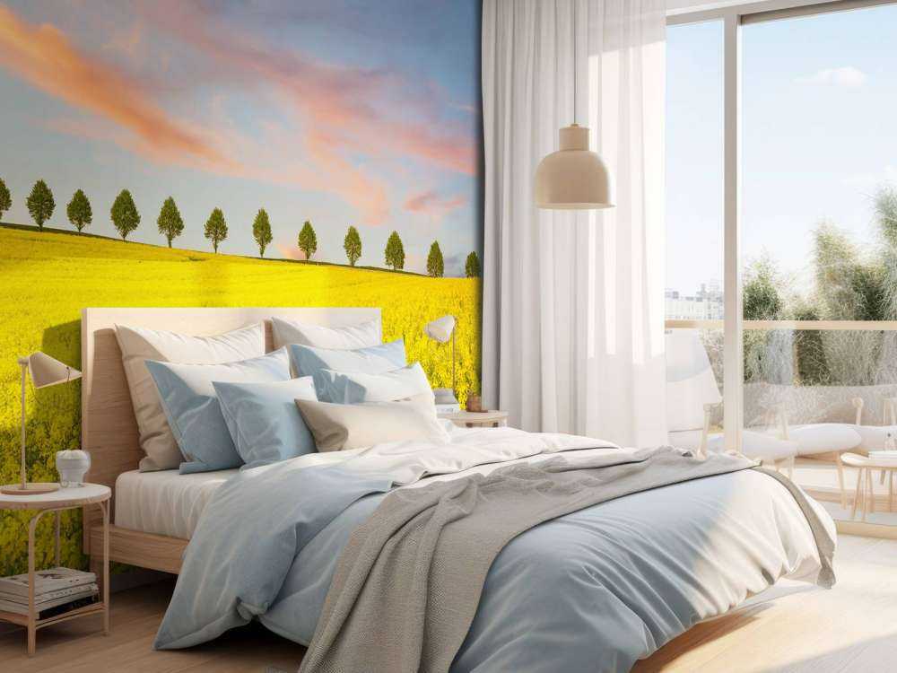 Pole pełne żółtych kwiatów