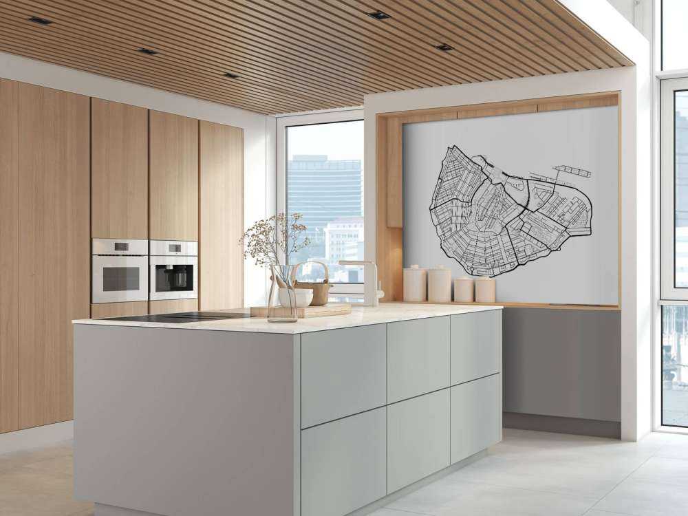 Mapa centrum Amsterdamu, kolor biały