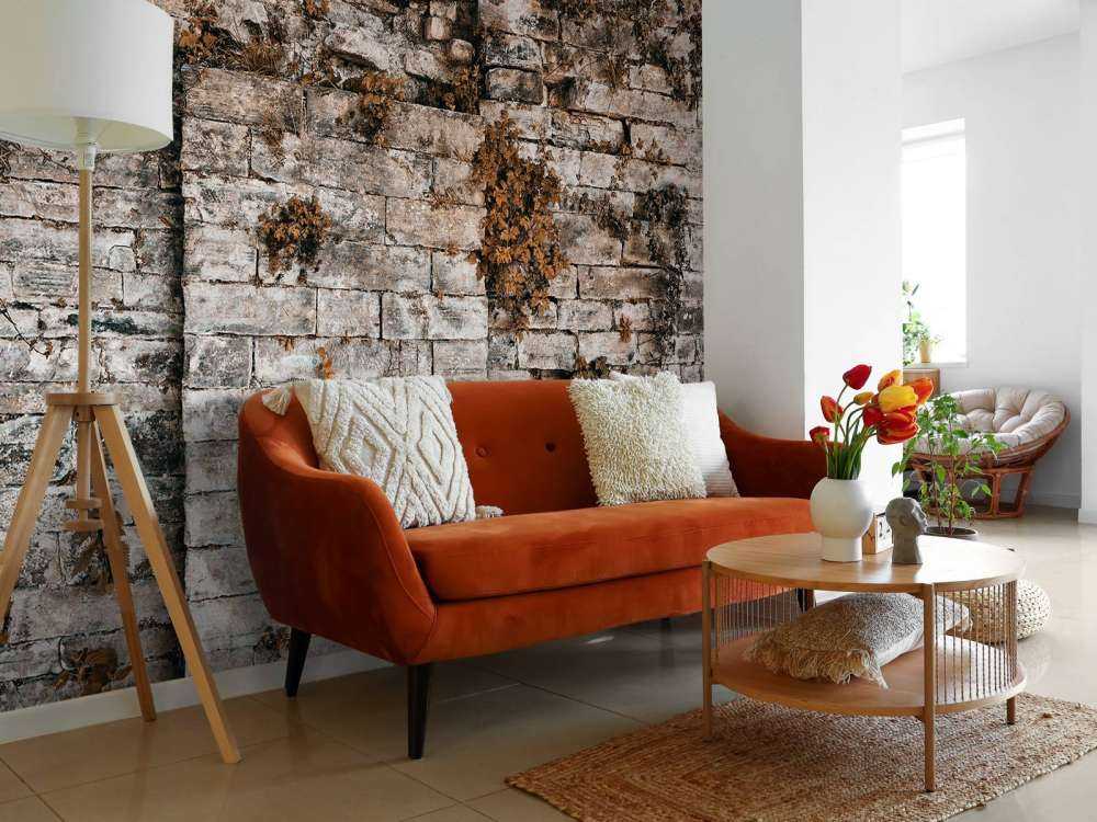 Ściana pokryta roślinnością jesienią