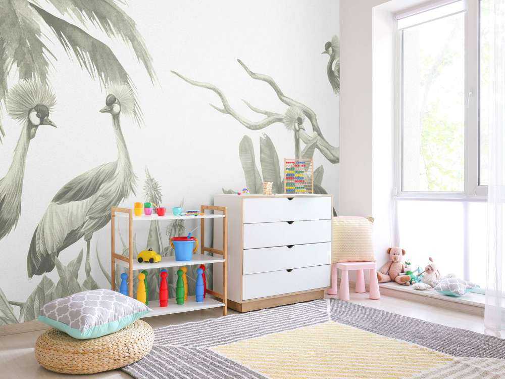 Dżungla z żurawiami w kolorze zielonym