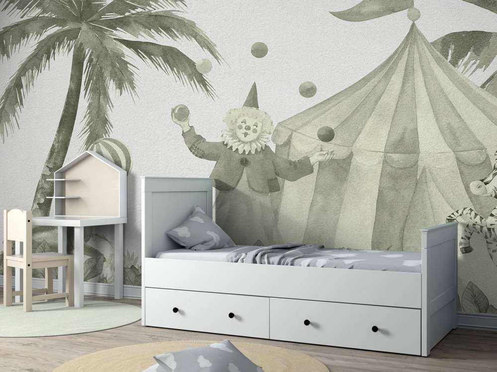 Wesołe zwierzęta cyrkowe w kolorze zielonym