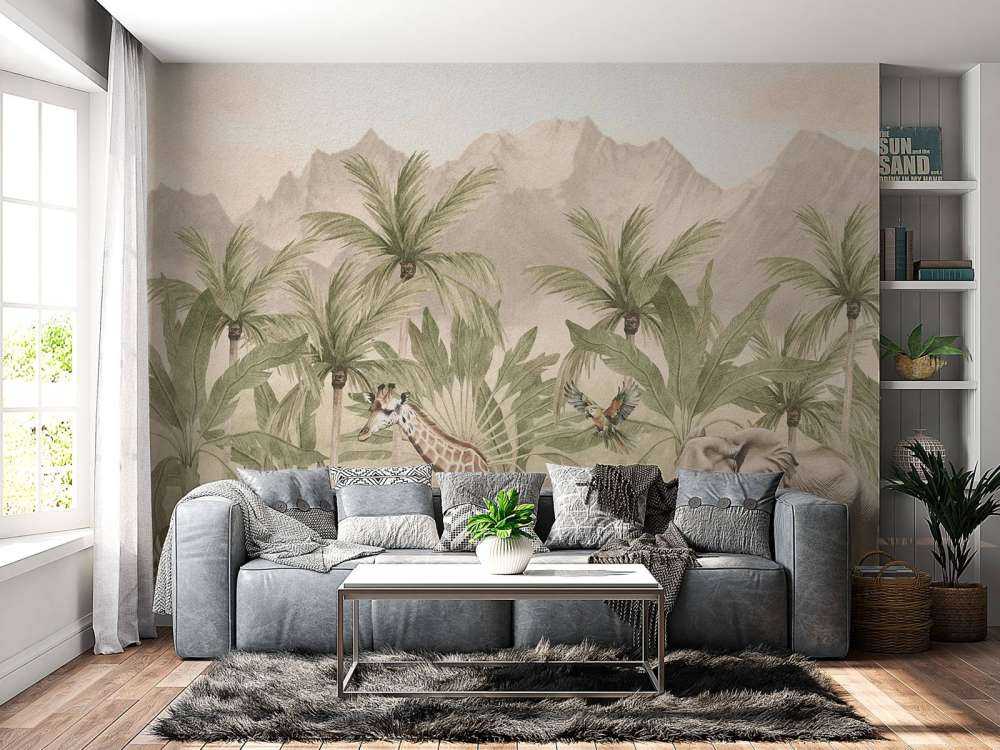 Krajobraz górski ze zwierzętami