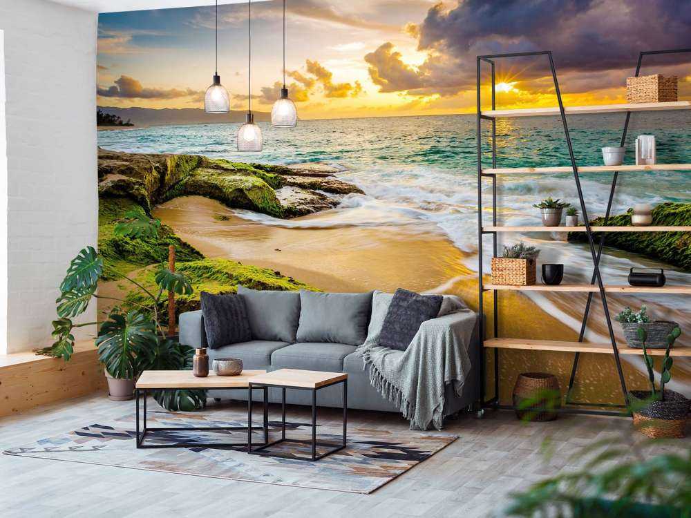 Piękny hawajski zachód słońca