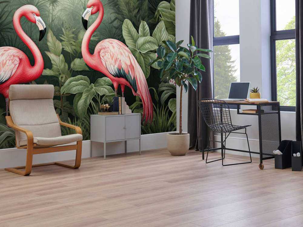 Kwiatowa oaza flamingów