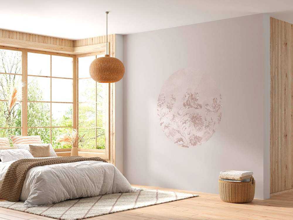 Barokowy pejzaż kwiatowy - pudrowy róż