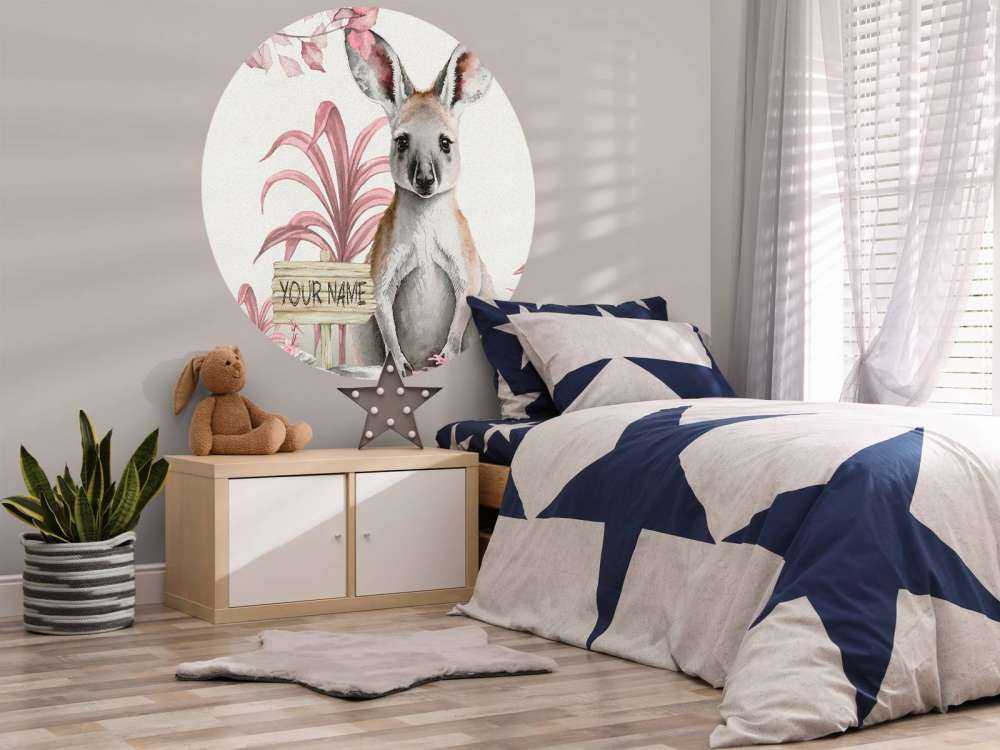 Dziecko kangur w dżungli różowy