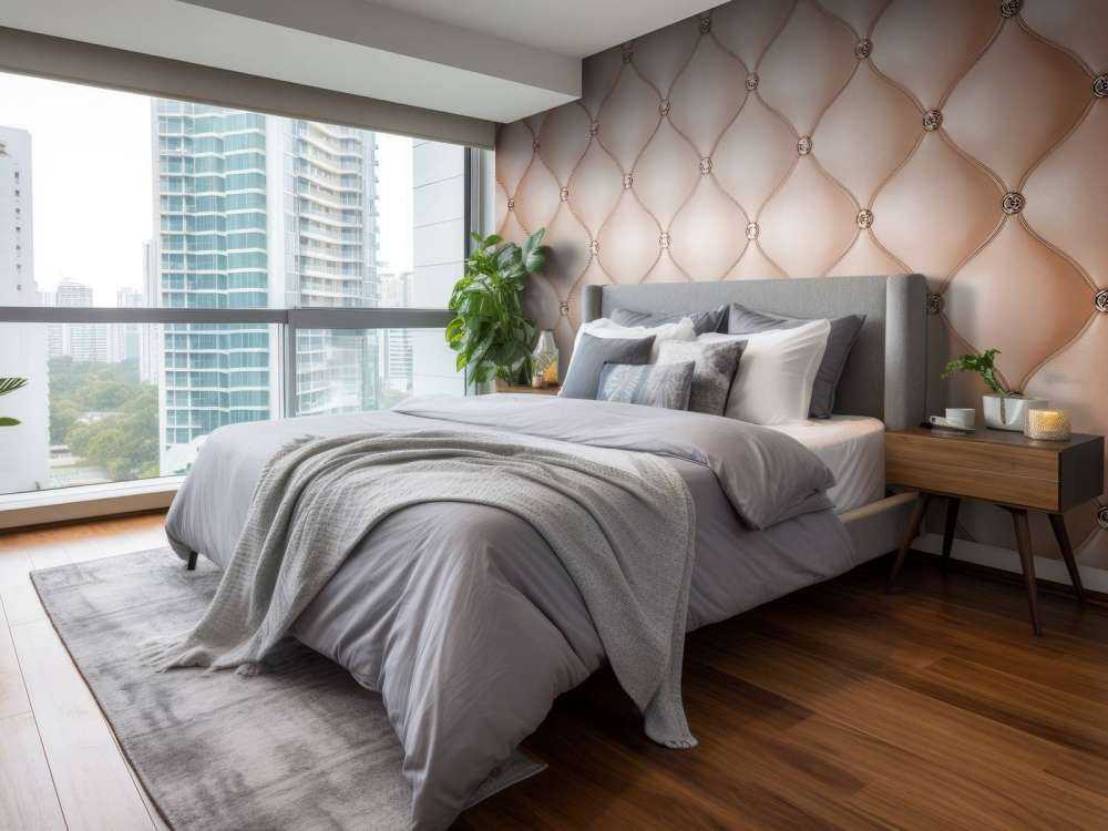 Szykowna różowa ściana z kolażami