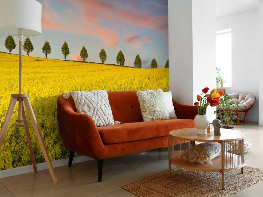 Pole pełne żółtych kwiatów