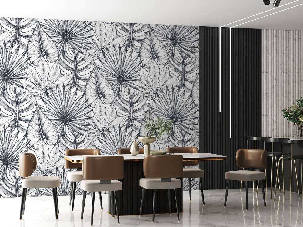 Białe rysowane liście