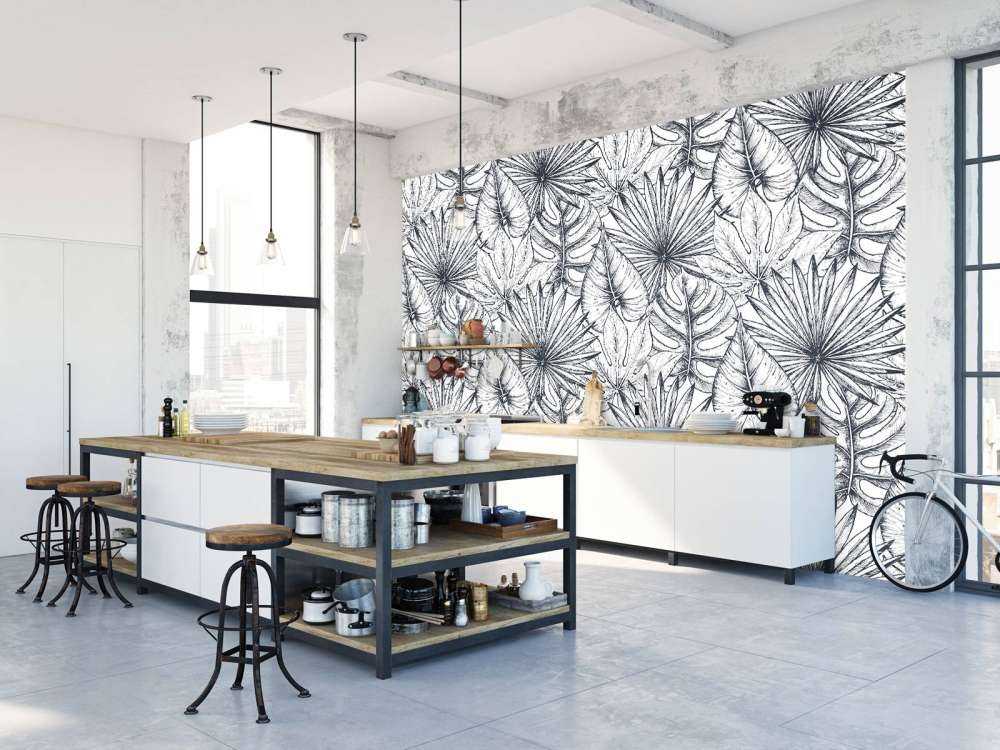 Białe rysowane liście