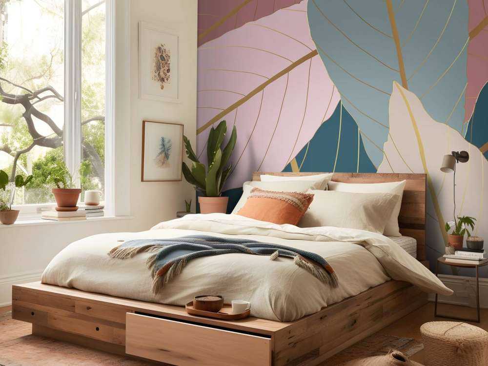 Liście tropikalne z dodatkiem złota