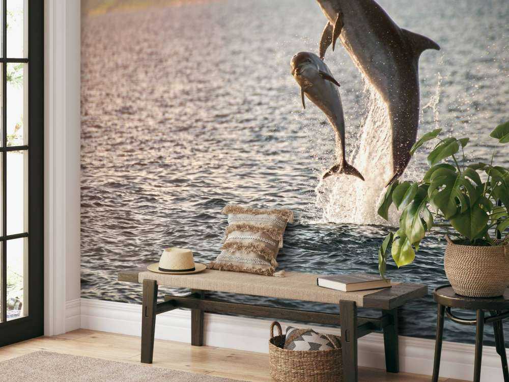 Dwa skaczące delfiny