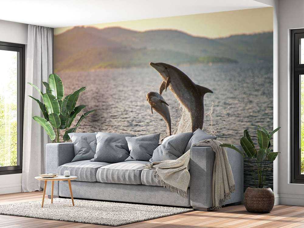 Dwa skaczące delfiny