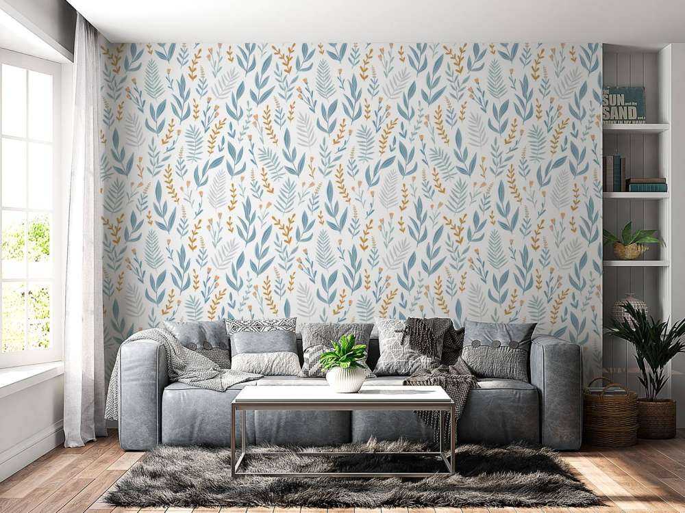 Niebieski wzór liści