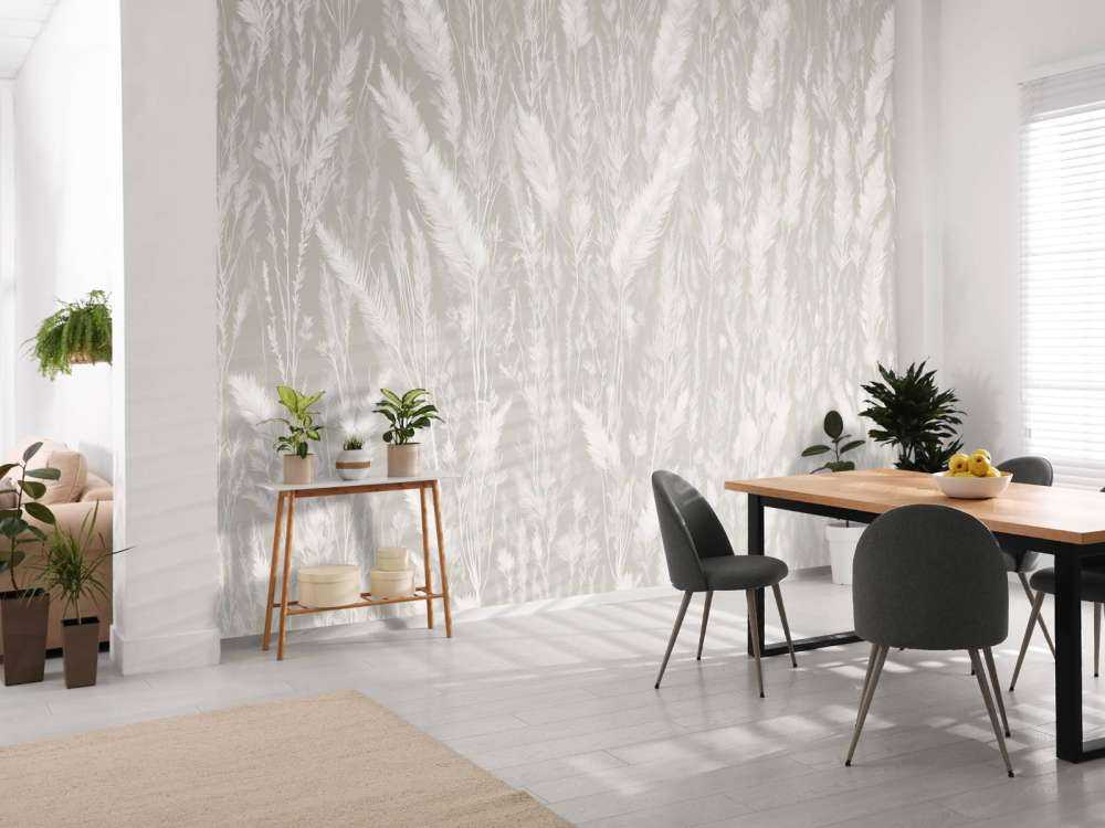 Ściana traw polowych - szara