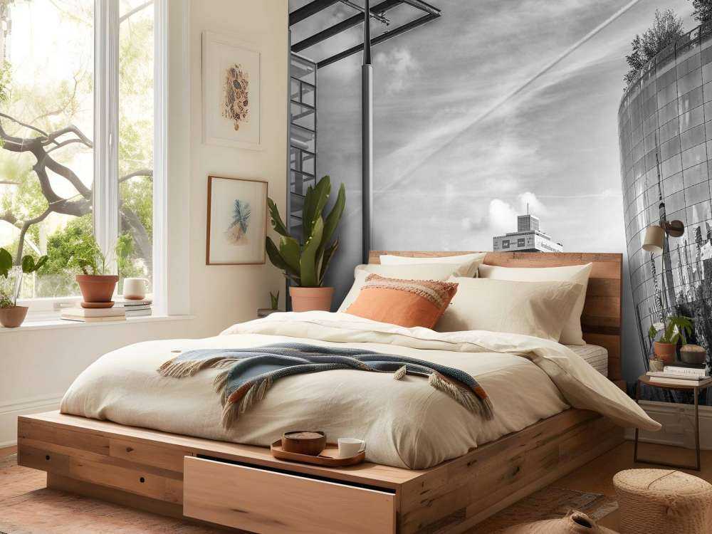 Zajezdnia muzealna w Rotterdamie w czerni i bieli 