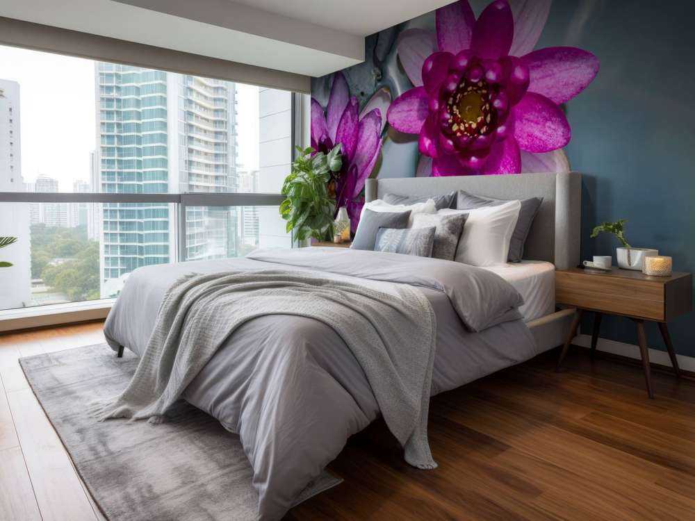 Różowy kwiat lotosu w wodzie